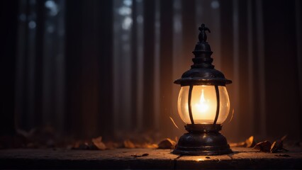 Generative AI, Autumn Lantern in Enchanted Forest
