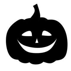 Spooky black jack-o'-lantern vector icon perfect for Halloween designs.