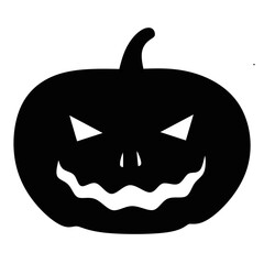 Spooky black jack-o'-lantern vector icon perfect for Halloween designs.