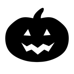 Spooky black jack-o'-lantern vector icon perfect for Halloween designs.