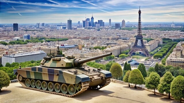 Drone Photography of Leopard 2A6 HEL Tank at Eurosatory 2008 in Paris, France - Military Technology Showcase