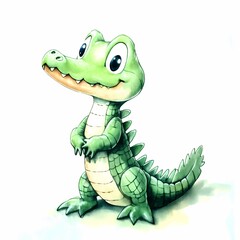 Fototapeta premium Baby alligator watercolor illustration, children's book, isolated