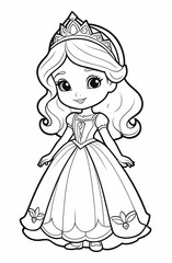 Fototapeta premium Cartoon Princess Silhouette - Coloring Page