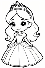 Fototapeta premium Cartoon Princess Silhouette - Coloring Page