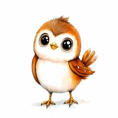 Fototapeta premium Baby bird watercolor illustration, children's book, isolated