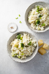 Broccoli risotto with parmesan cheese