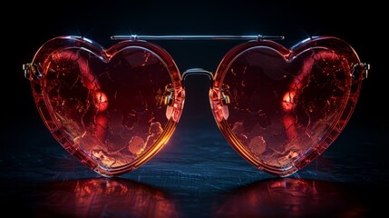 These unique heart-shaped sunglasses gleam in vibrant red hues, reflecting a fun and chic fashion statement perfect for bold summer outings