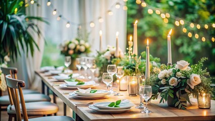 Obraz premium Elegant Minimalist Wedding Table Setting for Modern Celebrations