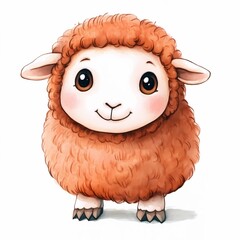 Baby sheep watercolor illustration, children's book, isolated