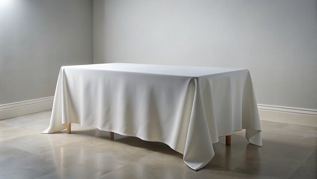 Elegant White Rectangular Tablecloth Isolated on Clean Background for Architectural Photography