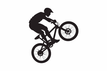 Mountain Biker Trick Silhouette Vector