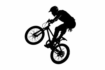 Obraz premium Mountain Biker Trick Silhouette Vector