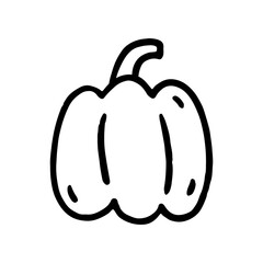 Pumpkin isolated on a white background. Vector hand-drawn doodle illustration. Perfect for decorations, menu, logo, various designs.