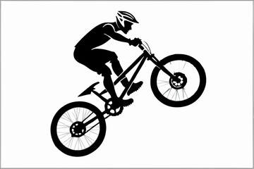 Mountain Biker Trick Silhouette Vector