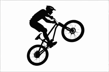 Mountain Biker Trick Silhouette Vector