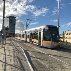 Fototapeta premium Dublin City Tram at Station - Public Transport in Ireland