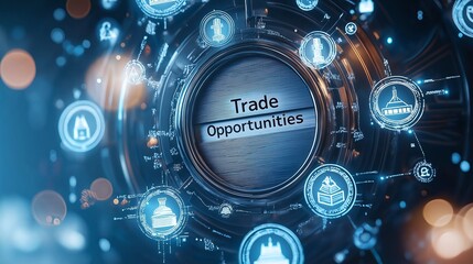 Fototapeta premium Visual representation of trade opportunities in a digital network. Ideal for business and finance concepts.