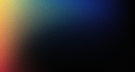 Glowing multi color grainy black background good for web banner or presentation