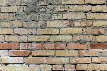 Aged concrete wall with rough weathered old surface with cracked cement in grunge style