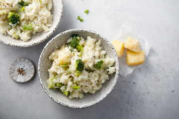 Broccoli risotto with parmesan cheese