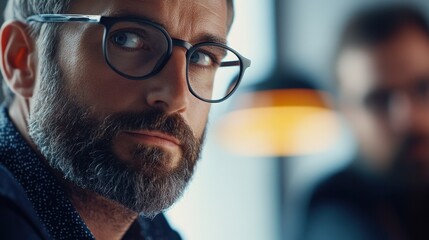 Intense Expression, Professional Dress - Man in Glasses