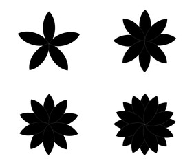 Obraz premium black flower silhouettes with various numbers of petals