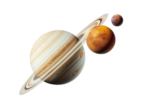 A stunning art piece showcasing the beauty of Jupiter, Mars, and Saturn in the solar system