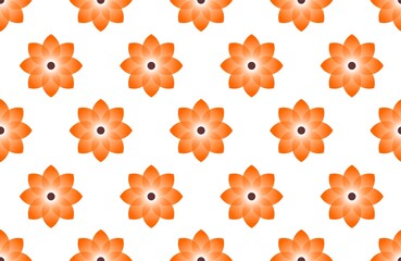 white background with orange flower seamless pattern
