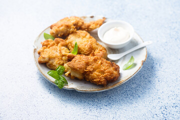 Traditional schnitzel with sauce