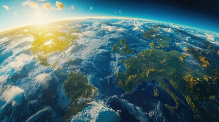 A mesmerizing view of Planet Earth emphasizing the cloud cover and land masses of Europe, Africa,