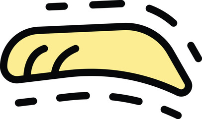 Cartoon boomerang flying through the air, leaving motion lines in its wake