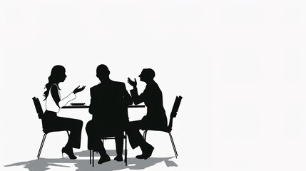 Business meeting with a simple white background showcases professionalism and focus. A clean and elegant setting for important discussions and decision-making