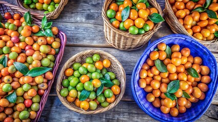 Fresh Kumquat Fruits in Vibrant Market Display – High Dynamic Range Capture of Citrus Delights