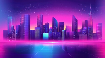 Abstract Modern Cityscape: A Panoramic 3D Illustration Journey