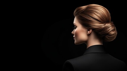 Obraz premium Sleek and chic bun hairstyle, a timeless elegant look for any occasion woman