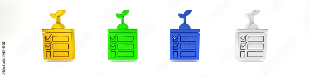 Poster colorful smart farming technology - timer farm automation system in app icon isolated on white backg