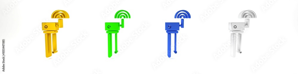Poster colorful router and wi-fi signal symbol icon isolated on white background. wireless ethernet modem r