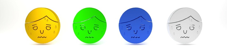 Colorful Man with excessive sweating icon isolated on white background. Minimalism concept. 3D render illustration