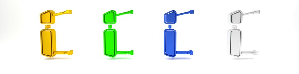 Colorful Truck side mirror icon isolated on white background. Minimalism concept. 3D render illustration