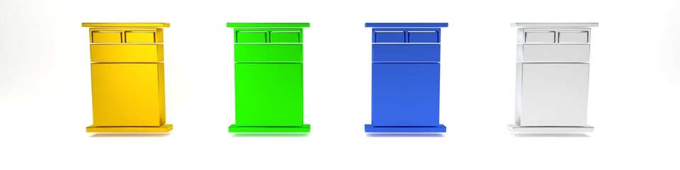 Colorful Big bed for two or one person icon isolated on white background. Minimalism concept. 3D render illustration