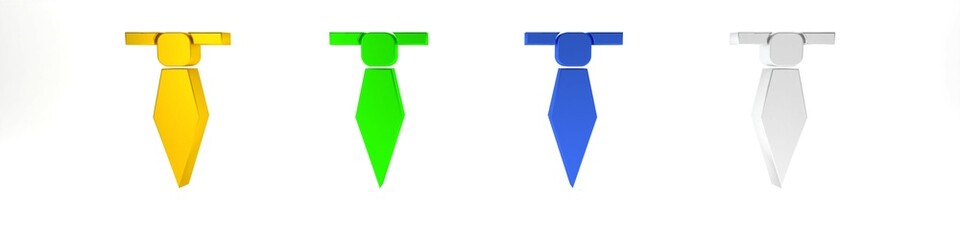 Colorful Tie icon isolated on white background. Necktie and neckcloth symbol. Minimalism concept. 3D render illustration