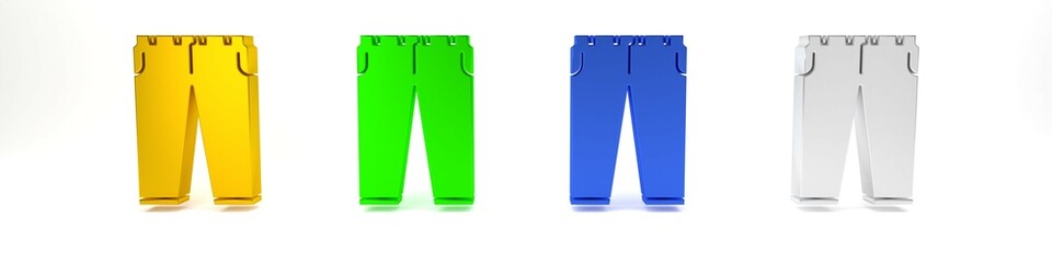 Colorful Pants icon isolated on white background. Minimalism concept. 3D render illustration