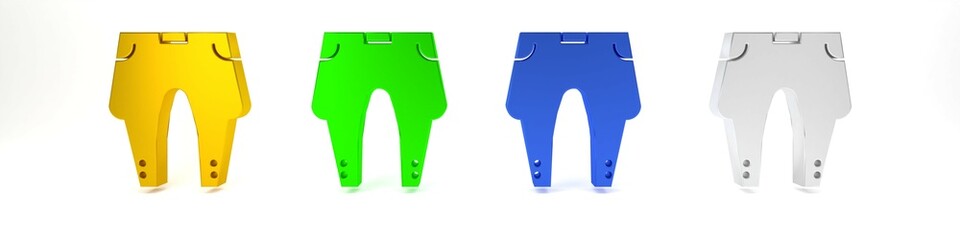 Colorful Pants icon isolated on white background. Minimalism concept. 3D render illustration