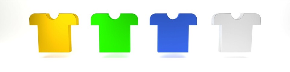 Colorful T-shirt icon isolated on white background. Minimalism concept. 3D render illustration