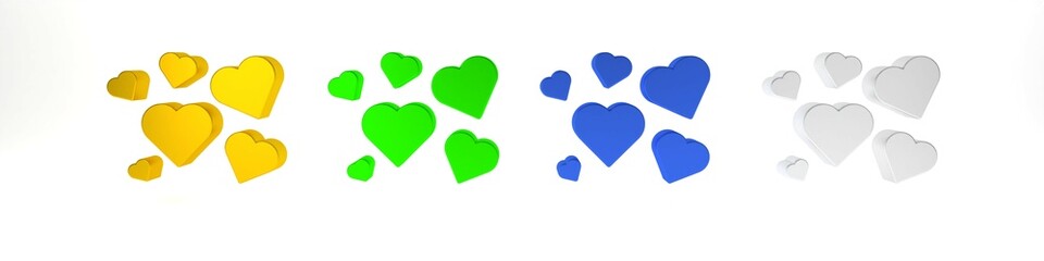 Colorful Heart icon isolated on white background. Romantic symbol linked, join, passion and wedding. Valentine day symbol. Minimalism concept. 3D render illustration
