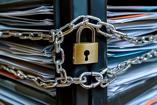 Locked Filing Cabinet with Chains