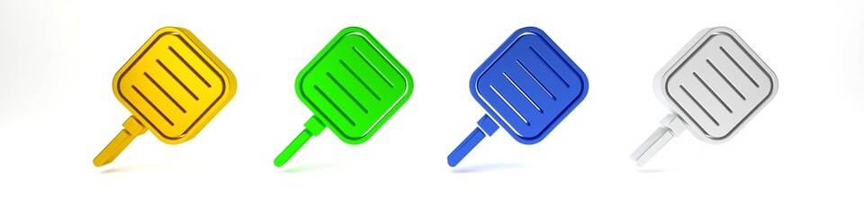Colorful Frying pan icon isolated on white background. Fry or roast food symbol. Minimalism concept. 3D render illustration