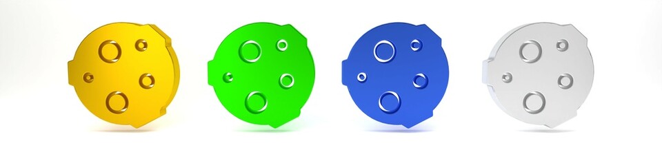Colorful Moon icon isolated on white background. Minimalism concept. 3D render illustration