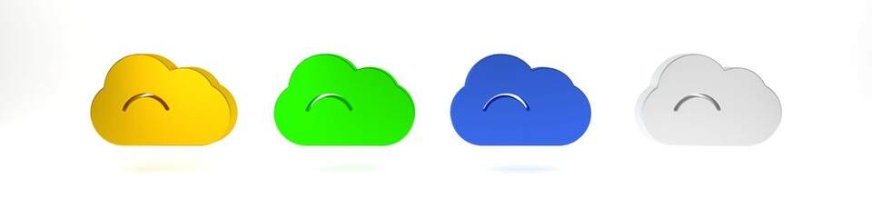 Colorful Cloud icon isolated on white background. Minimalism concept. 3D render illustration