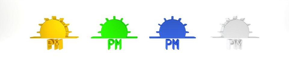 Colorful Sunset icon isolated on white background. Minimalism concept. 3D render illustration